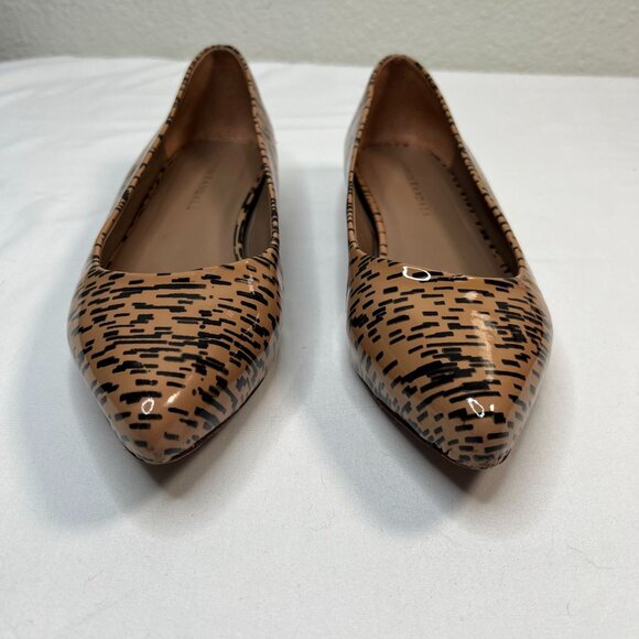 Loeffler Randall Patent Leather Printed Flats Tan Black Pointed Toe Size 8.5 - Picture 6 of 16
